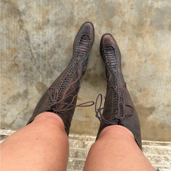 Free People Caspian Boots Sz 9 Brown studded excellent condition priced - Picture 2 of 10